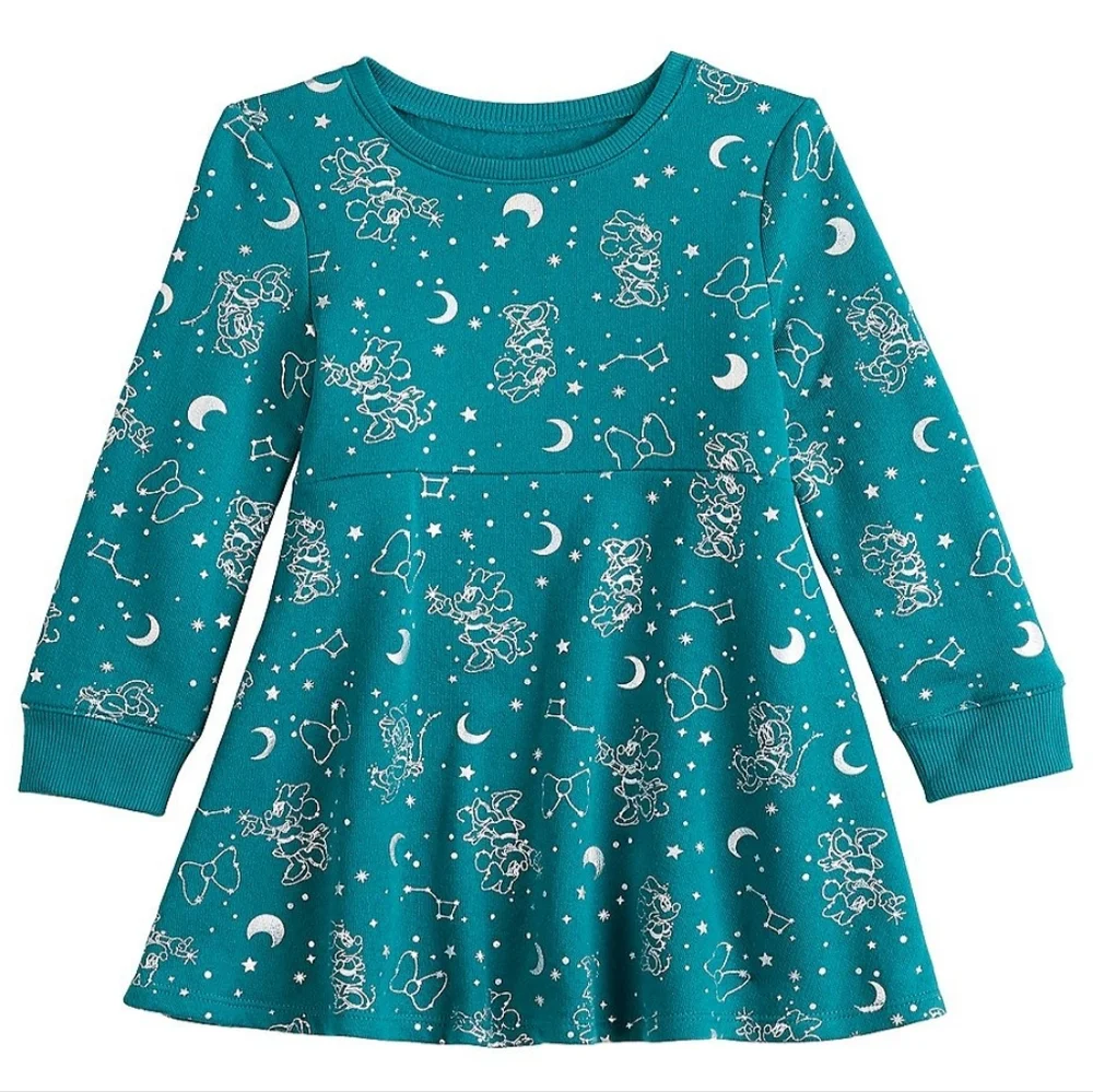 2T Disney's Minnie Mouse Toddler Girl Celestial Print Fleece Skater Dress